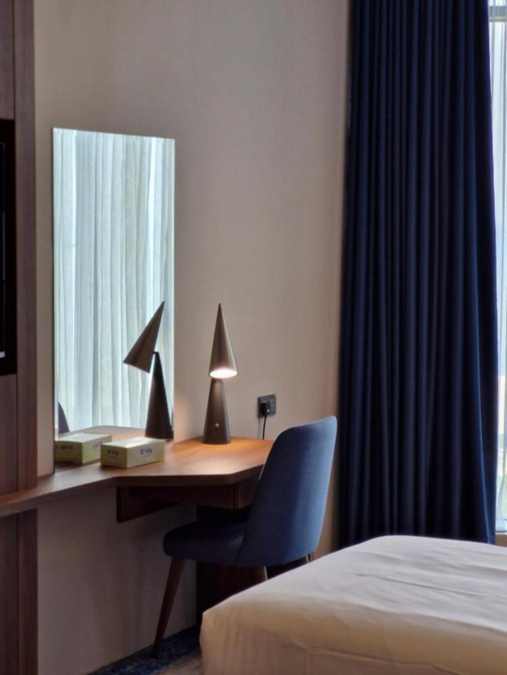 Desk and chair setup in Ocean View Hotel Kuwait guest room